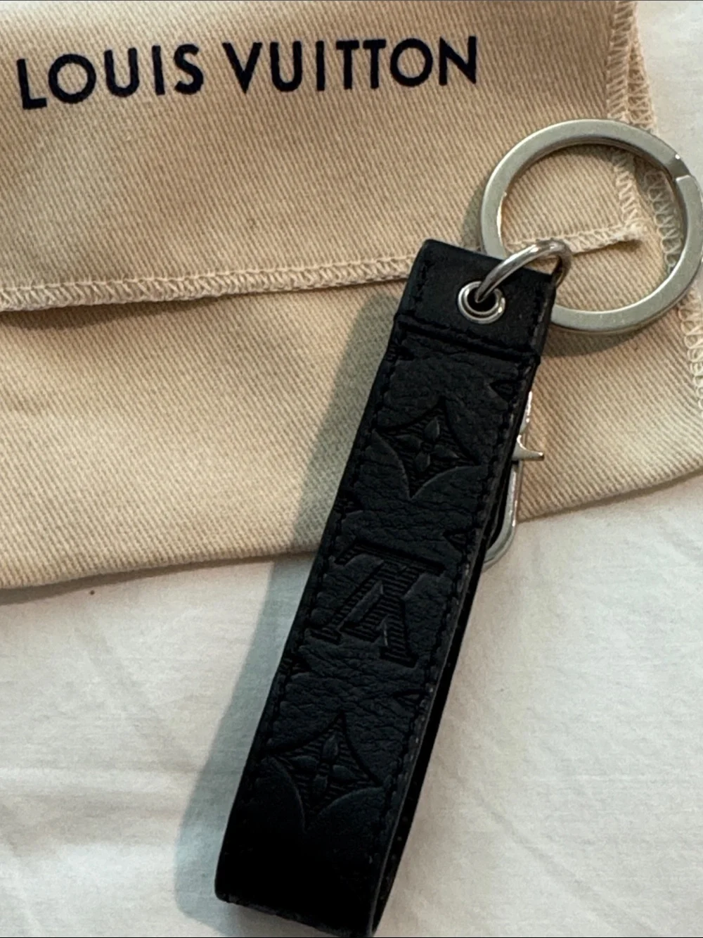 Louis Vuitton Black Shadow Dragonne Monogram Leather Key Holder & Bag Charm